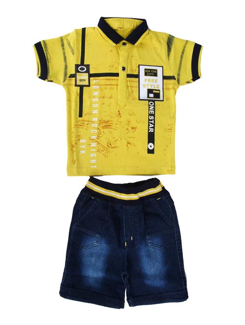 yellow cotton shorts set - 16441150 - Very Small Image - 1