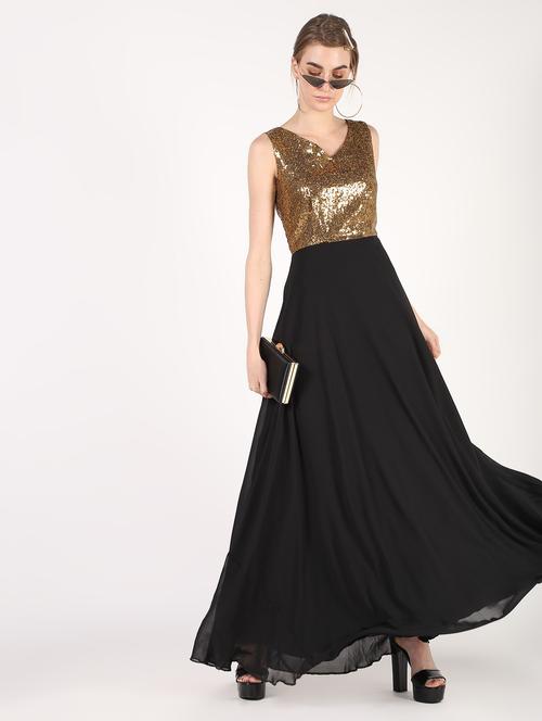 v-neck sequins maxi dress - 16441239 - Very Small Image - 1