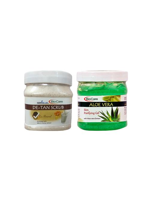 bio care combo of de tan scrub & aloevera gel - 16442105 - Very Small Image - 1