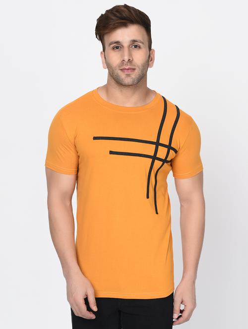 yellow chest print t-shirt - 16442469 - Very Small Image - 1