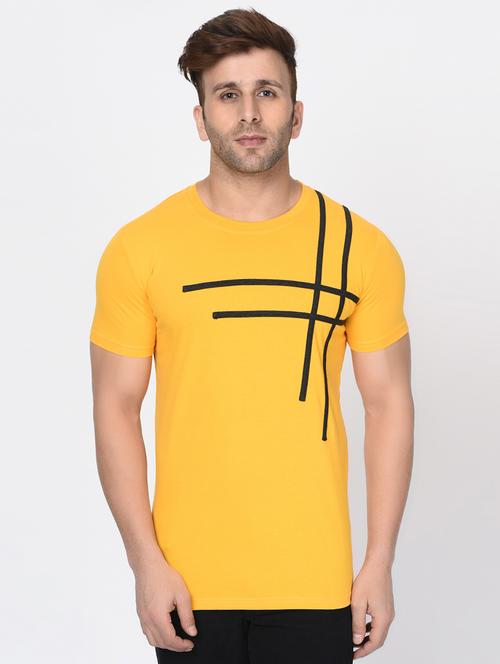 yellow chest print t-shirt - 16442470 - Very Small Image - 1