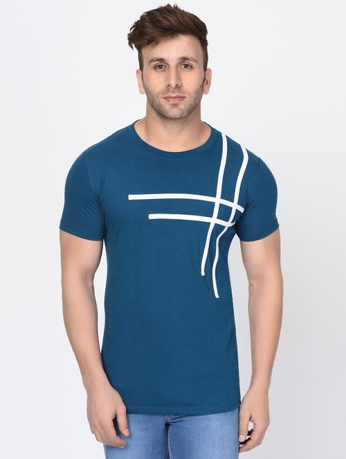 light blue chest print t-shirt - 16442473 - Very Small Image - 1