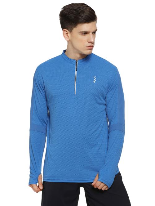 blue striped thumb hole t-shirt - 16442845 - Very Small Image - 1