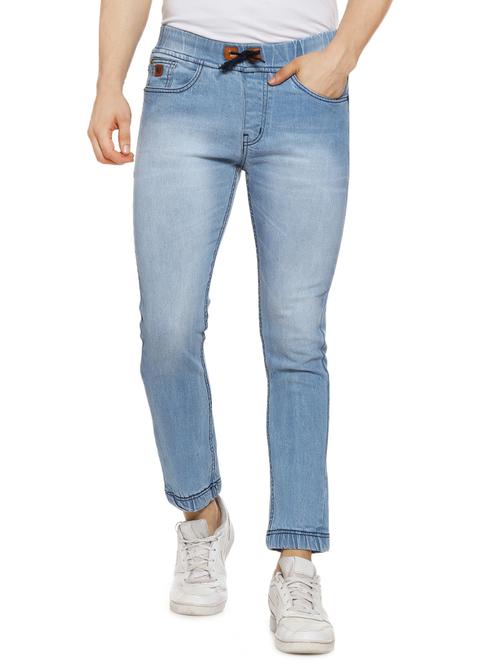 blue light washed denim joggers - 16442963 - Very Small Image - 1