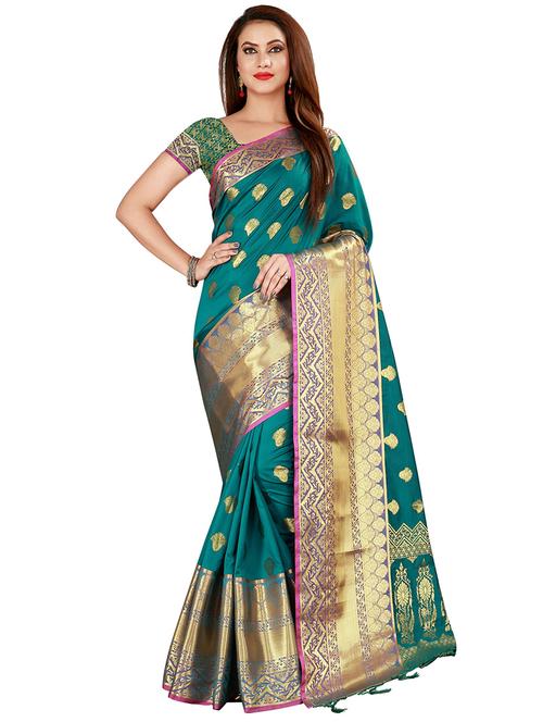self-design woven saree with blouse - 16443636 - Very Small Image - 1