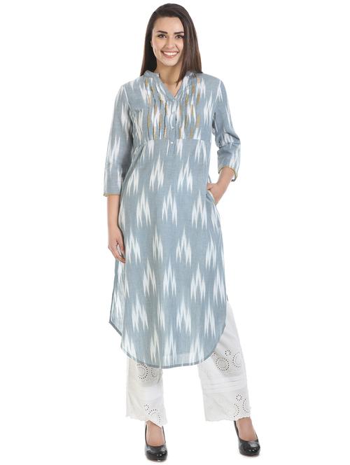 ikat printed straight kurta - 16443716 - Very Small Image - 1