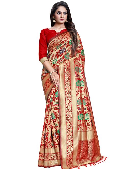 self-design banarasi saree with blouse - 16443748 - Very Small Image - 1