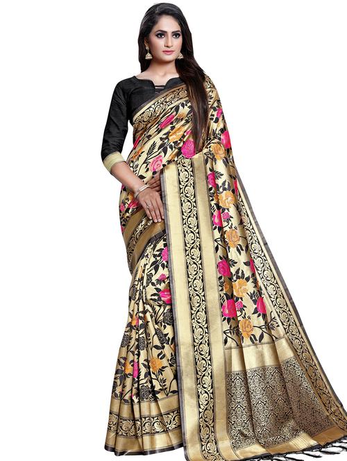 floral printed saree with blouse - 16443750 - Very Small Image - 1