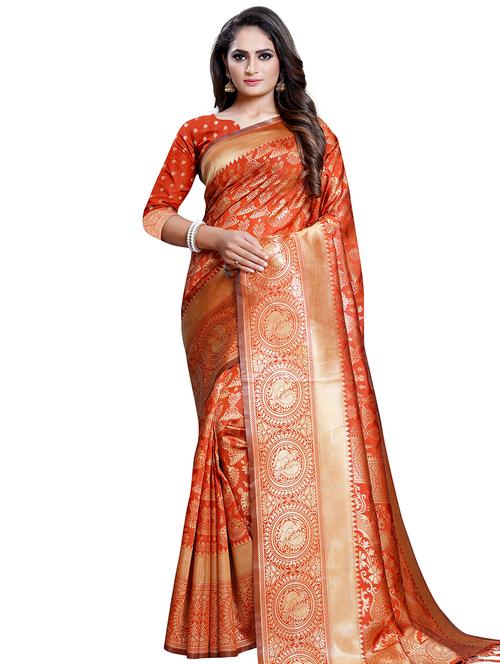 conversational floral saree with blouse - 16443755 - Very Small Image - 1