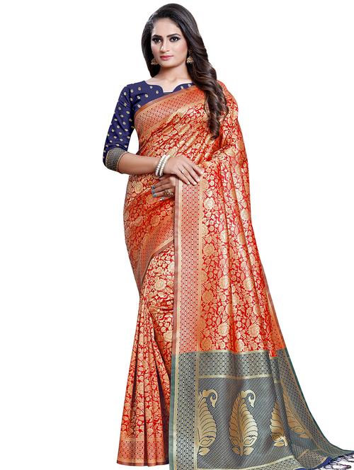 floral printed saree with blouse - 16443761 - Very Small Image - 1
