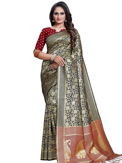 floral printed saree with blouse - 16443762 - Very Small Image - 1