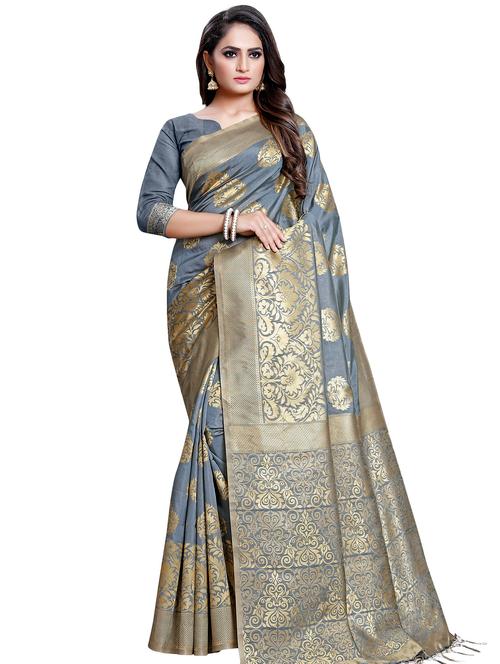 floral printed saree with blouse - 16443772 - Very Small Image - 1