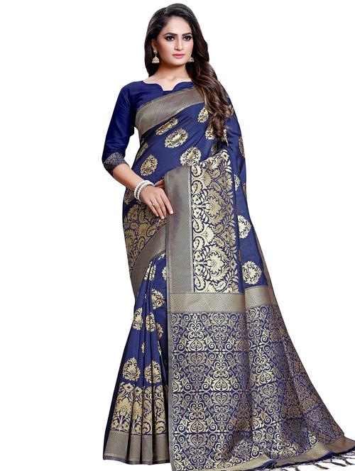 floral printed saree with blouse - 16443774 - Very Small Image - 1