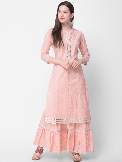 block printed kurta sharara set - 16444039 - Very Small Image - 1