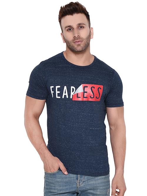 navy blue typographic chest print t-shirt - 16444169 - Very Small Image - 1