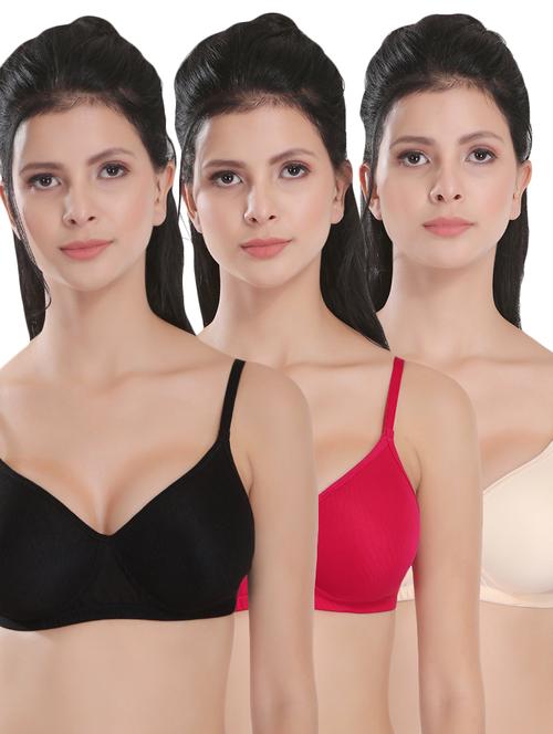 set of 3 bow patch bra - 16444480 - Very Small Image - 1