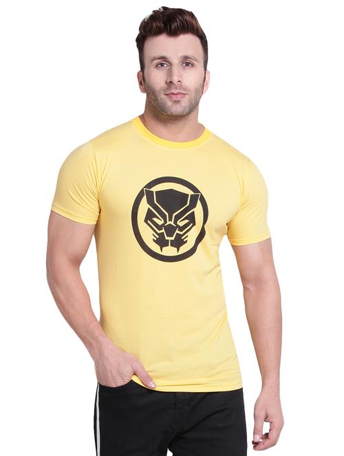 yellow chest print t-shirt - 16444961 - Very Small Image - 1