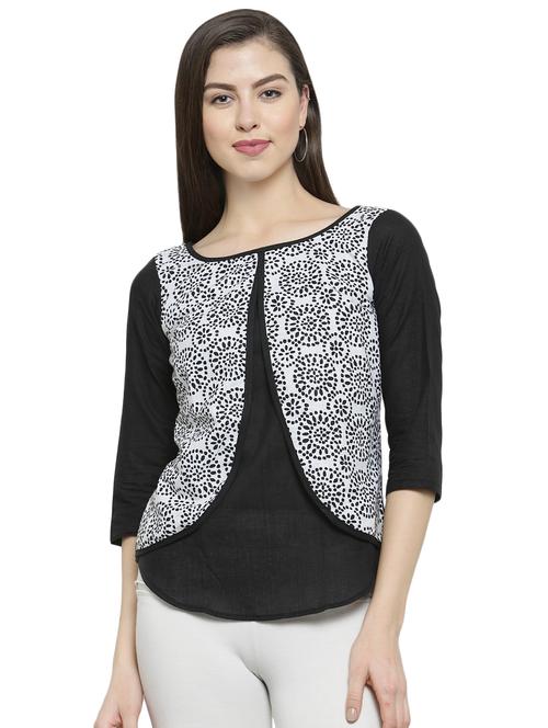 women's layered round neck top - 16445103 - Very Small Image - 1
