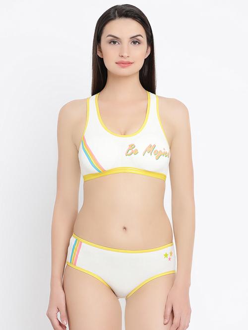 racer back quirky printed bra and panty set - 16445243 - Very Small Image - 1