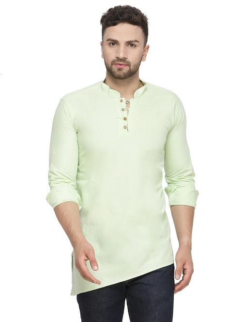 green solid asymmetric kurta - 16445480 - Very Small Image - 1
