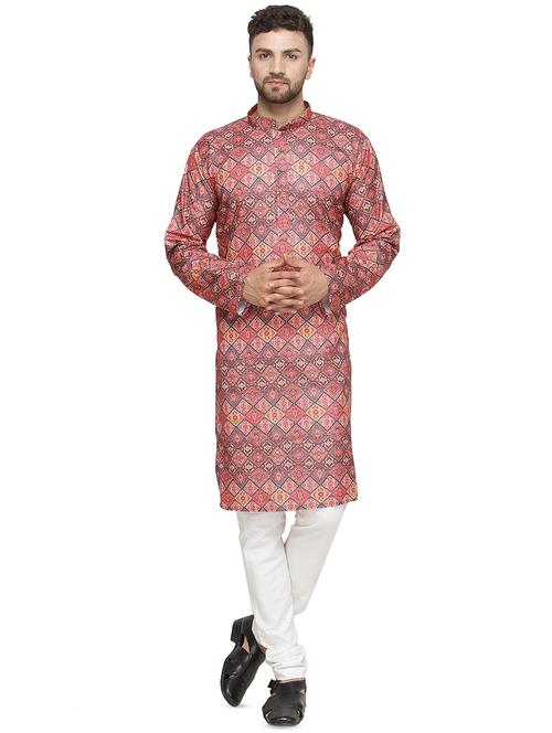 men printed kurta churidar ethnic wear set - 16445605 - Very Small Image - 1