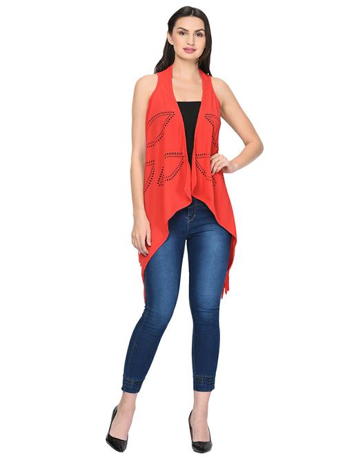 fringed hem cut out detail shrug - 16446778 - Very Small Image - 1