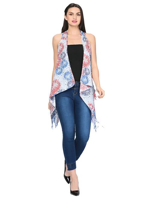 women printed sleeveless shrugs - 16446779 - Very Small Image - 1