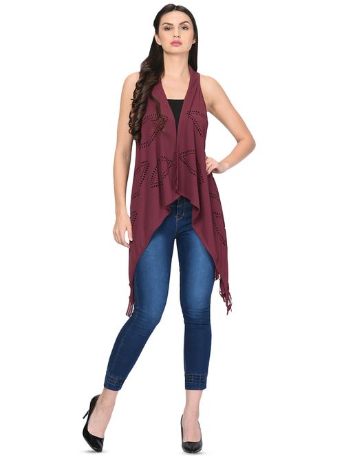 fringe hem asymmetric shrug - 16446782 - Very Small Image - 1