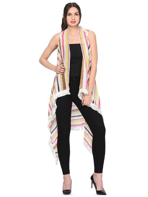 fringe hem asymmetric shrug - 16446792 - Very Small Image - 1