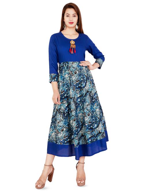 abstract flared ethnic dress - 16448078 - Very Small Image - 1