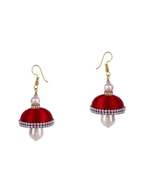 red jhumka earring - 16448354 - Very Small Image - 1