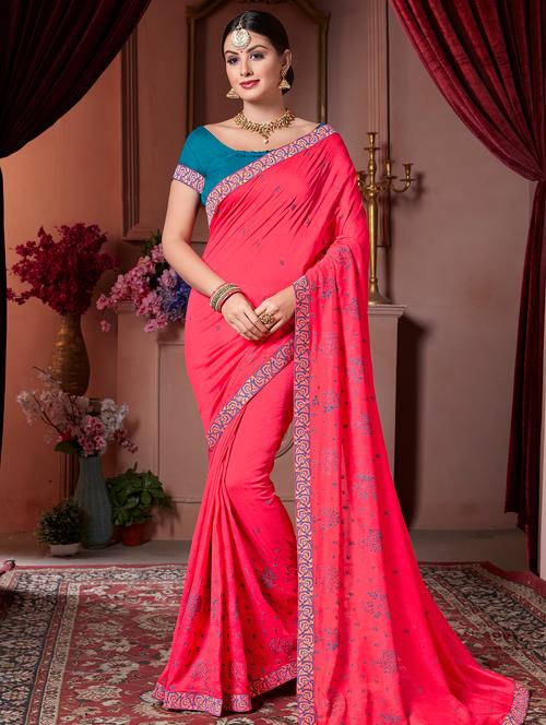 floral embroidered saree with blouse - 16448826 - Very Small Image - 1