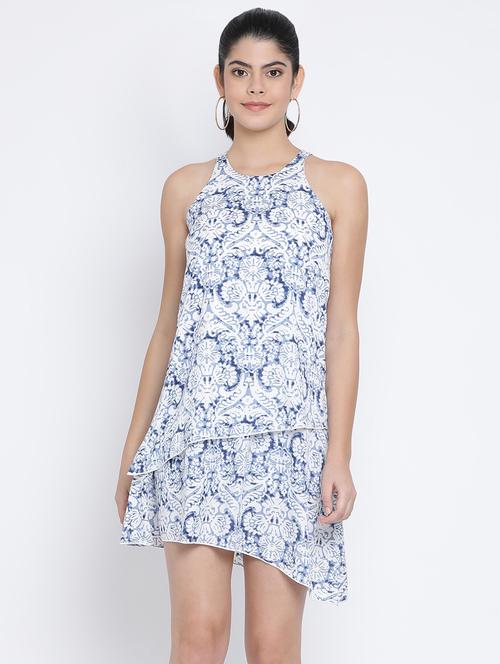 halter neck layered asymmetric dress - 16448861 - Very Small Image - 1
