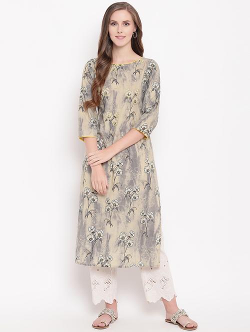 floral printed straight kurta - 16449952 - Very Small Image - 1