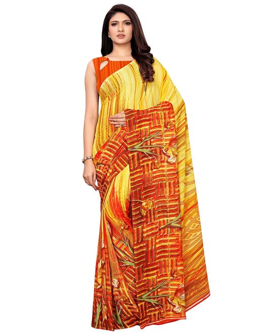 floral printed saree with blouse - 16449969 - Very Small Image - 1
