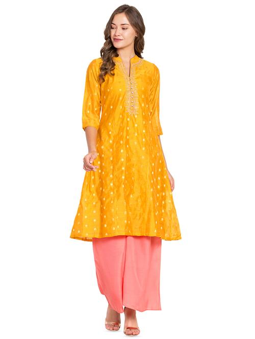 embroidered kurta palazzo set - 16450165 - Very Small Image - 1