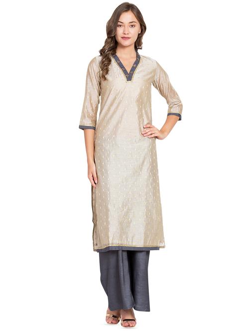 zari motifs kurta palazzo set - 16450166 - Very Small Image - 1