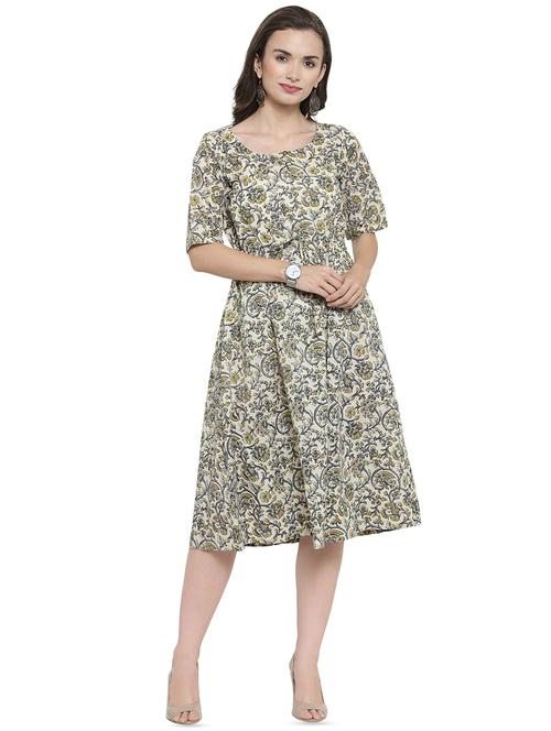 kalamkari printed a-line ethnic dress - 16450335 - Very Small Image - 1