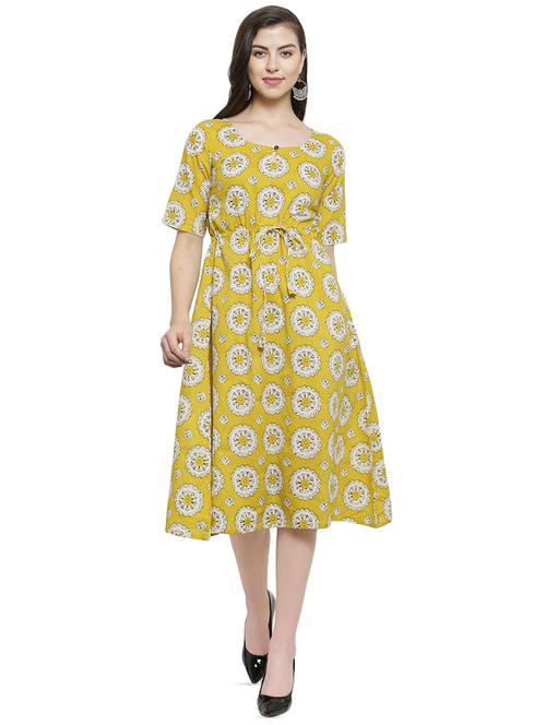 floral printed a-line ethnic dress - 16450337 - Very Small Image - 1