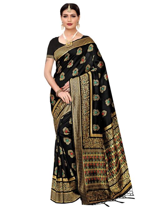 floral woven saree with blouse - 16450559 - Very Small Image - 1