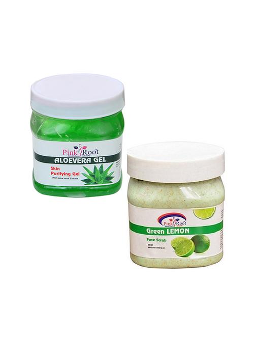 pink root aloevera gel 500gm with green lemon scrub 500gm - 16451895 - Very Small Image - 1