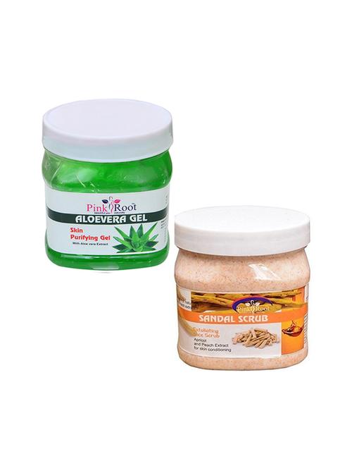 pink root aloevera gel 500gm with sandal scrub 500gm - 16451911 - Very Small Image - 1