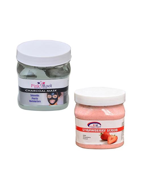 pink root charcoal mask 500gm with strawberry scrub 500gm - 16451962 - Very Small Image - 1