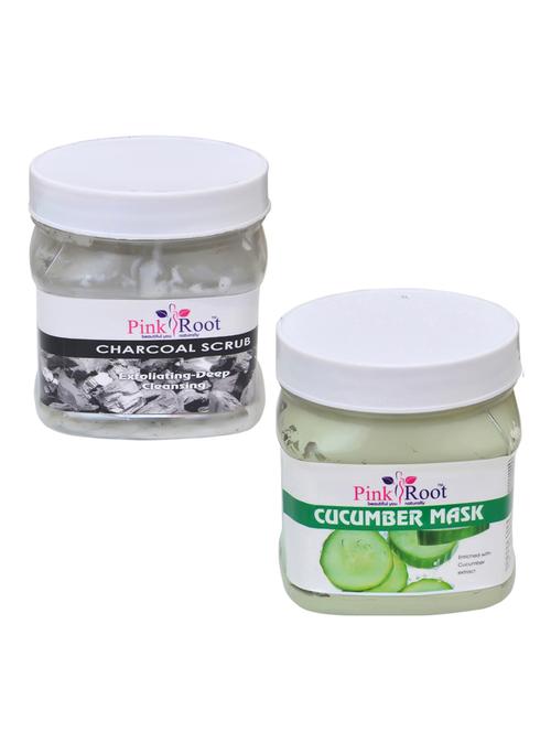 pink root charcoal scrub 500gm with cucumber mask 500gm - 16451979 - Very Small Image - 1