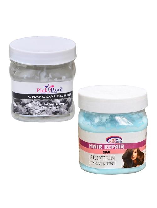 pink root charcoal scrub 500gm with hair spa cream 500gm - 16451998 - Very Small Image - 1