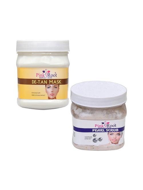 pink root de tan mask 500gm with pearl scrub 500gm - 16452287 - Very Small Image - 1