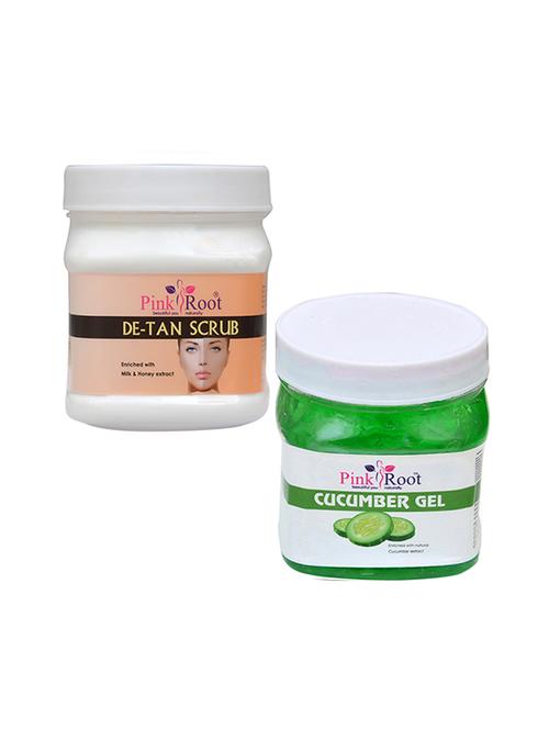 pink root de tan scrub 500gm with cucumber gel 500gm - 16452305 - Very Small Image - 1