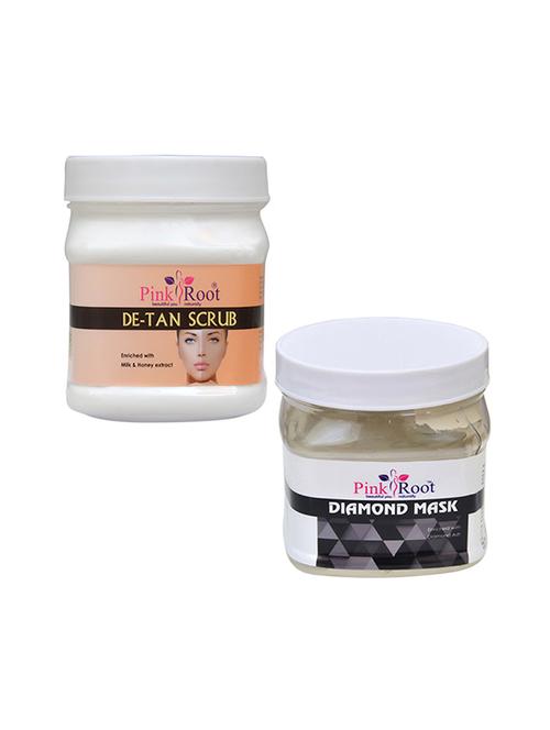 pink root de tan scrub 500gm with diamond mask 500gm - 16452312 - Very Small Image - 1