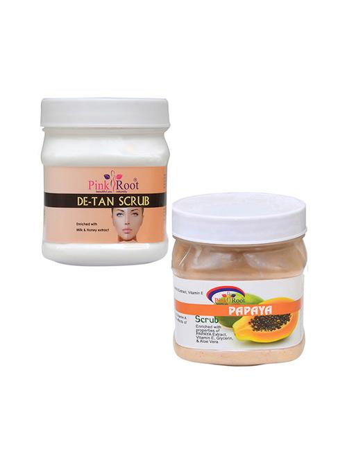 pink root de tan scrub 500gm with papaya scrub 500gm - 16452333 - Very Small Image - 1