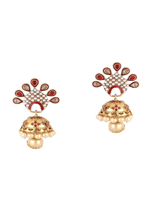 red brass jhumka earring - 16453743 - Very Small Image - 1